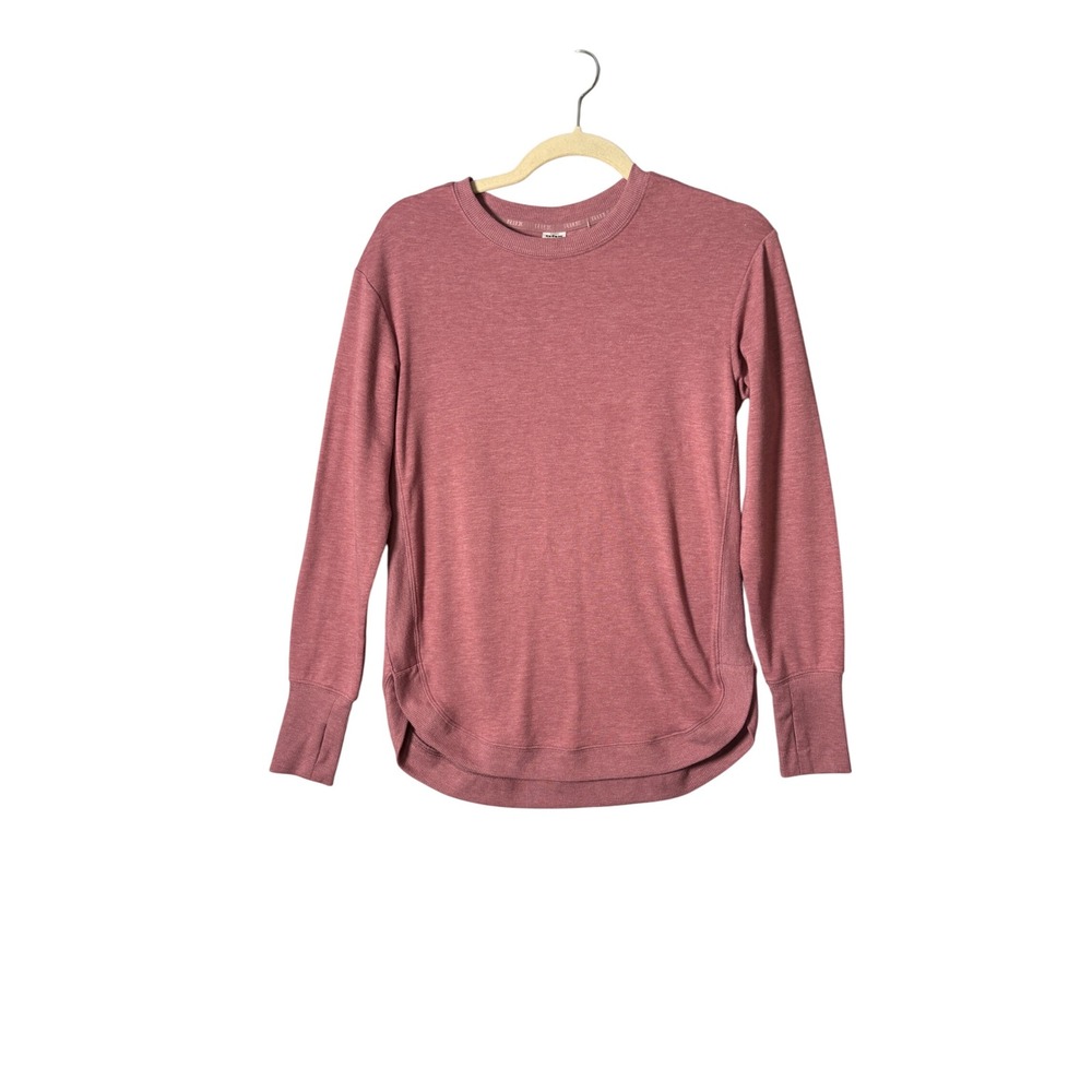 RBX Womens Long Sleeve Top XS Pink Curved Hem Thumbhole Athleisure Sporty